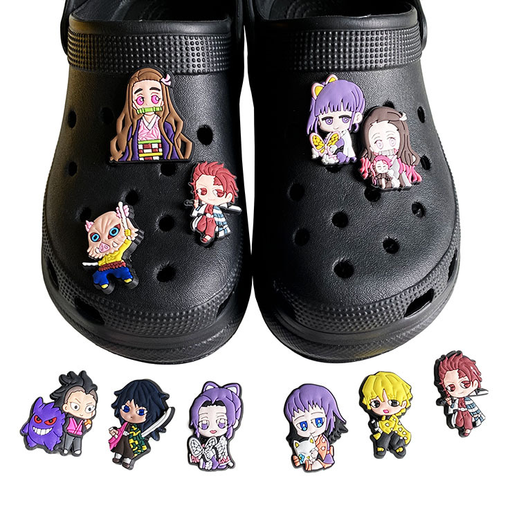 

Anime charms wholesale childhood memories demon girls toys funny gift cartoon croc charms shoe accessories pvc decoration buckle soft rubber clog charms, Equally mixed colors