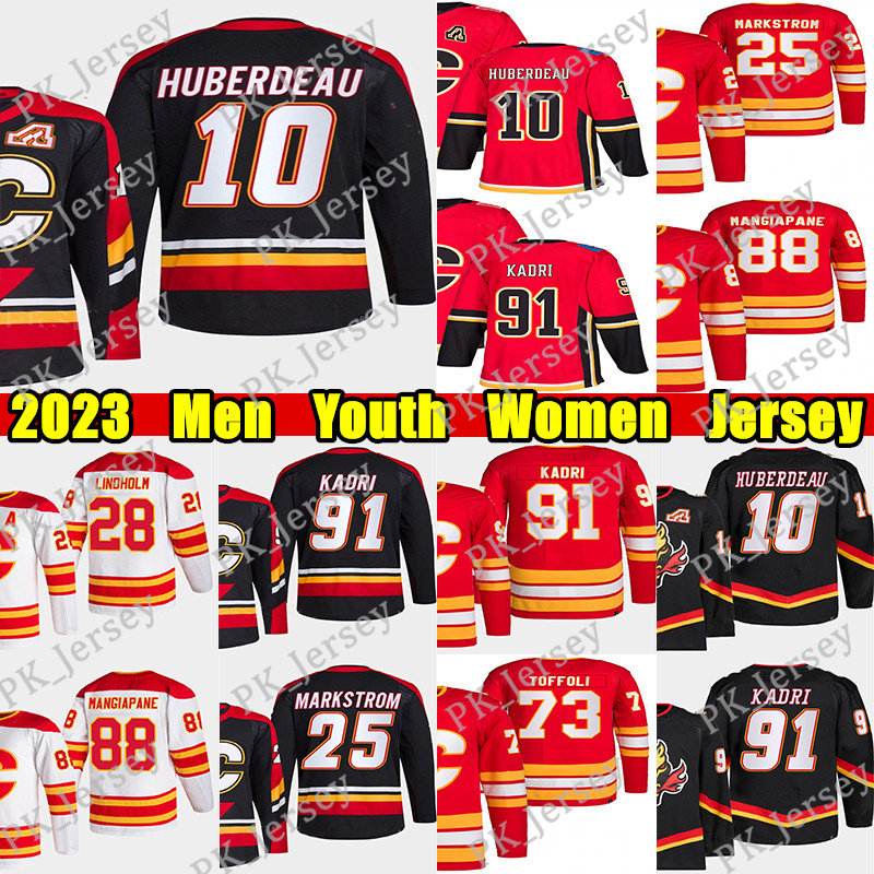 

#10 Jonathan Huberdeau Reverse Retro hockey jersey #91 Nazem Kadri 25 Jacob Markstrom Elias Lindholm Mikael Backlund Tyler Toffoli Jarome Iginla jerseys, Red winter classic women