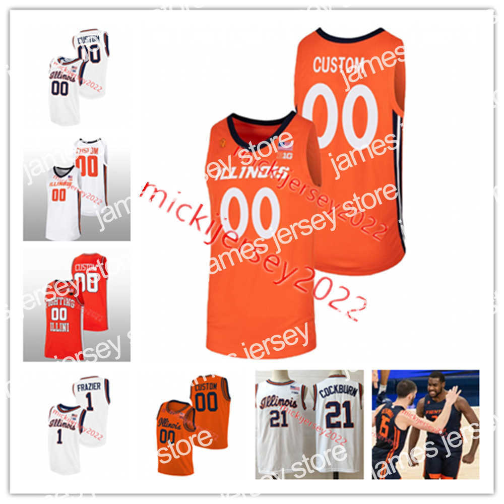 

College Basketball Wears Custom Stitched Mens Youth Illinois Fighting Illini Basketball Jersey Terrence Shannon Jr. Matthew Mayer Coleman Hawkins Sencire Harris, Orange navy