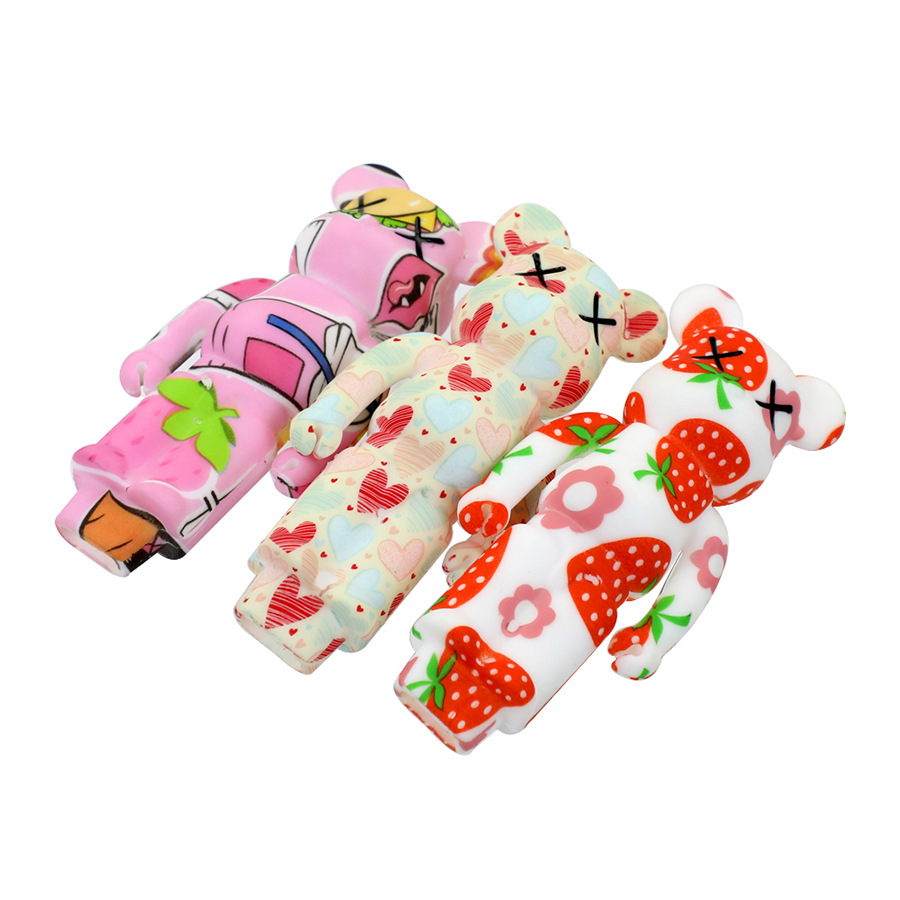 

Silicone Smoking pipes Water transfer printing Violent bear Tobacco Set design hand pipe Storage glass bowl