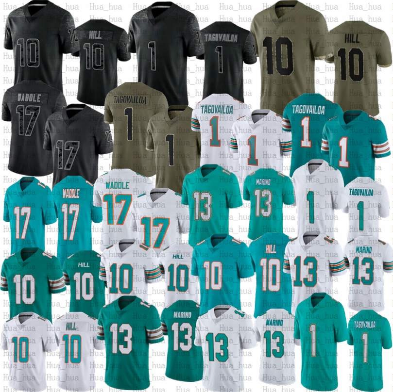 

Men 10 Tyreek Hill football jerseys 13 Dan Marino 17 Jaylen Waddle 1 Tua Tagovailoa Jersey