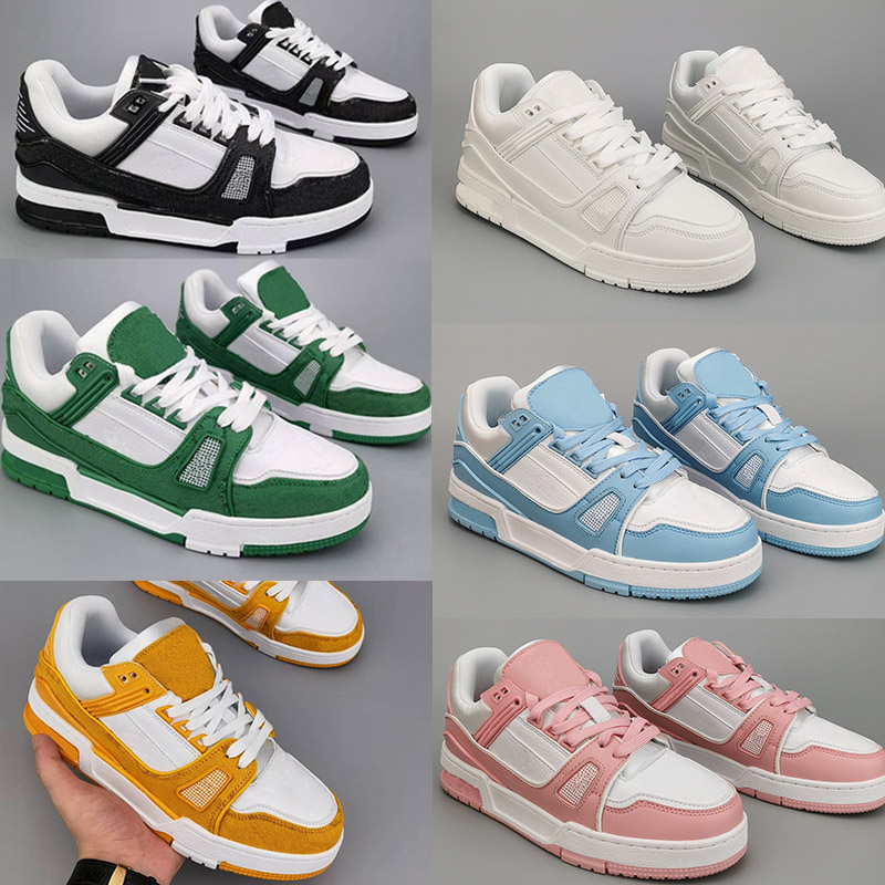 

2022 Designer Sneaker Virgil Trainer Casual Shoes Calfskin Leather Abloh White Green Red Blue Letter Overlays Platform Low Sneakers Size 36-45, Box
