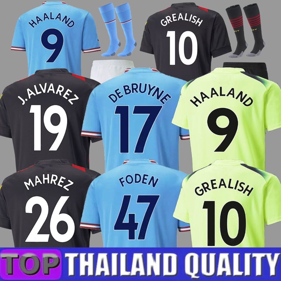 

22 23 Erling Haaland MANS CITIES SOCCER JERSEYS PHILLIPS Agueroooo anniversary GREALISH DE BRUYNE FODEN JOAO CANCELO 2022 2023 football tops shirts kids kit thai 3XL, 22 23 home adult