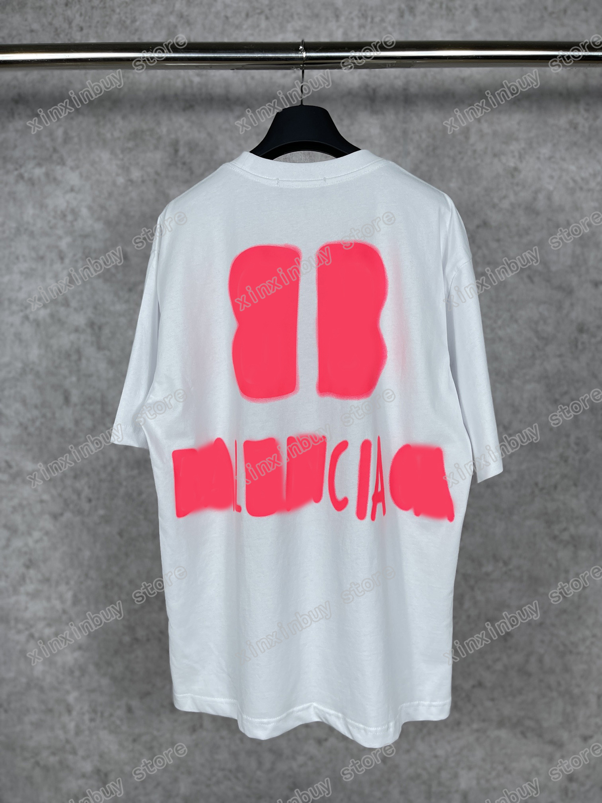 

xinxinbuy Men designer Tee t shirt Paris Graffiti letters back print short sleeve cotton women white black red XS-L, 01