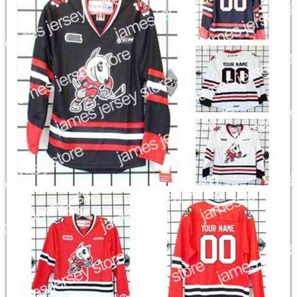 

College Hockey Wears Thr Custom White Black Niagara IceDogs Hockey Jersey Embroidery Stitched Customize any number and name Jerseys