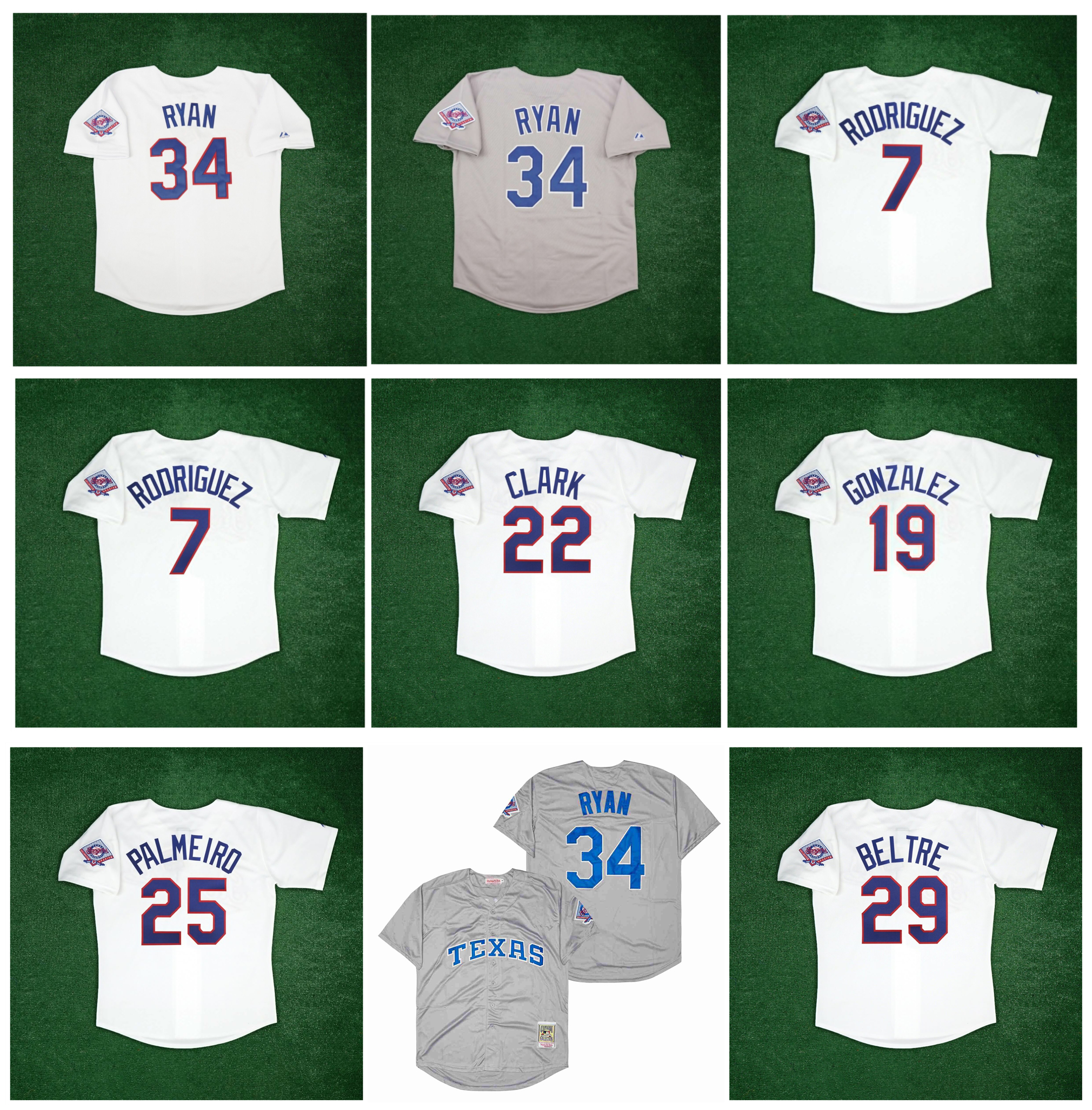 

1993 Throwback Nolan Ryan Texas Baseball Jersey Rangers Ivan Rodriguez Cooperstown Will Clark Juan Gonzalez Adrian Beltre Rafael Palmeir White Grey, As pic
