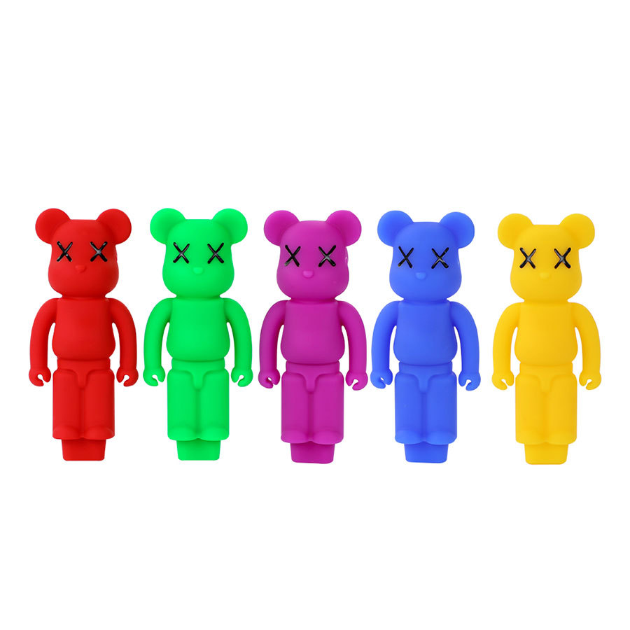 

Solid color Silicone Smoking pipes Violent bear Tobacco Set design hand pipe Storage glass bowl