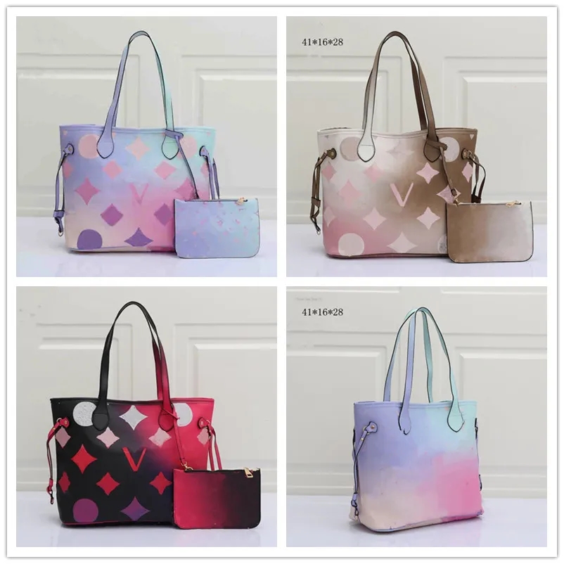 

Never Sunrise Pastel Classice MM Totes composite Bags Colorful Womens Designer Shoulder Handbag Purse On The Go Tote bag SPRING IN THE CITY 2pcs set Cross Body Wallet, #6 size : 32*12*26cm