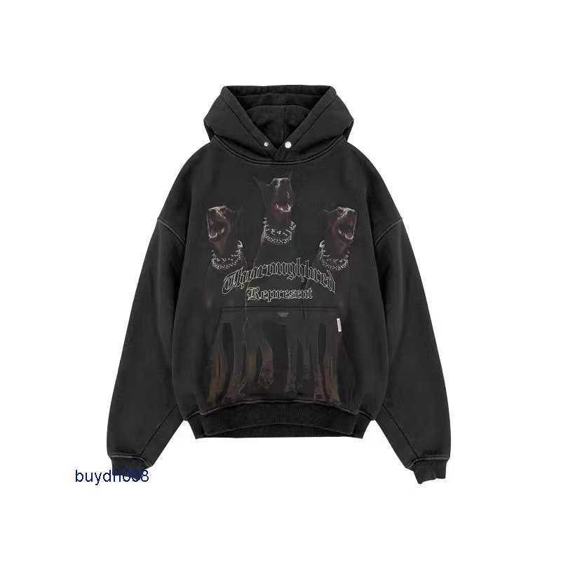 

New Men's and Women's Hoodies Fashion Design Brand Present's Life Washed Old Doberman American High Street Wx9z, Black