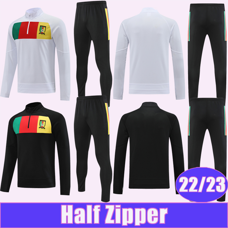 

2223 Cameroon Training Wear Kit Suit Soccer Jerseys Nations Team ABOUBAKAR CHOUPO-MOTING BAHOKEN BASSOGOG GANAGO EKAMBI Adult Half Zip Tracksuit Football Shirts, Hyg6690 2223 half zipper black