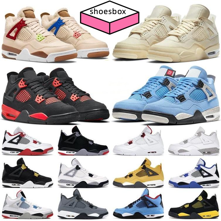

2023 Mens Women Basketball Shoes 4s Jumpman 4 Red Thunder Wild Things University Blue Black Cat Fire Motorsports Sail Metallic Purple Men Tr