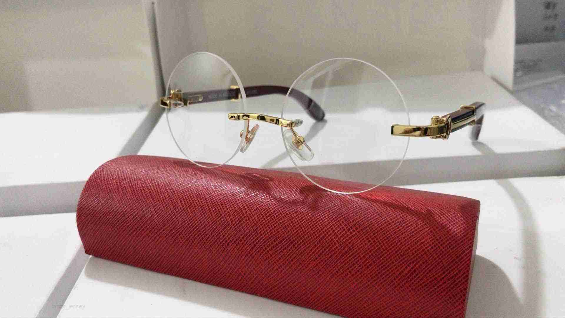 

Woman Designer Fashion Sunglasses Round Clear Lens Frame Sun Glasses Mens Wood Rimless Sunglasses Vintage Fish Eyeglasses Ladies Eyewear good