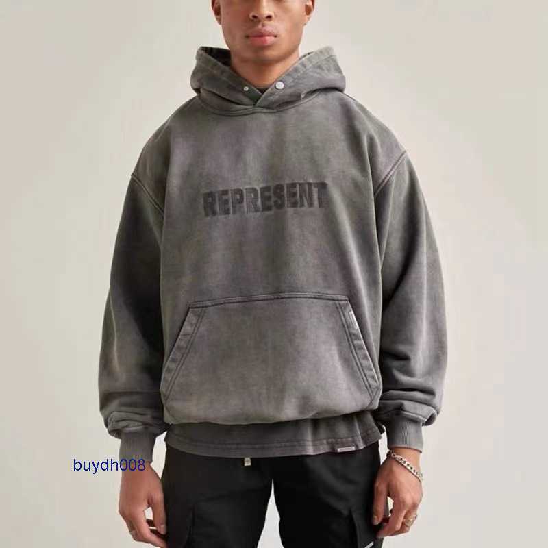 

New Men' and Women' Hoodies Fashion Design Brand Present' Life Washed Worn Embroidered Hooded Terry Sweater American High Street 19v1, Black