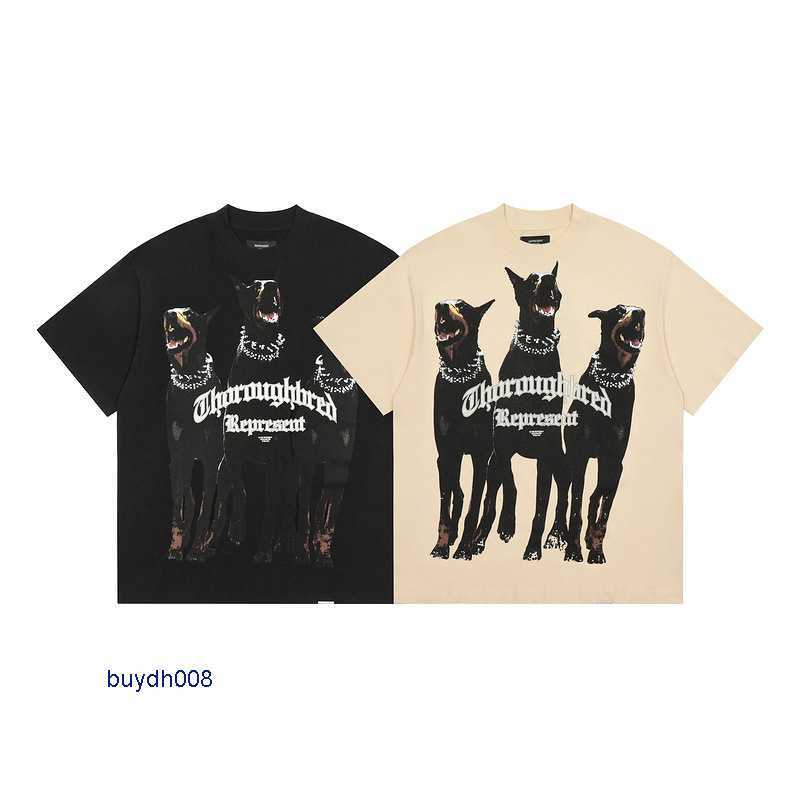 

2023 New Men' and Women' t Shirt Fashion Design Brand Present' Repeat Doberman Short Sleeve High Street Loose American Bottomed Lovers' Wear Cuj3, Apricot