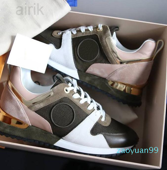 

Running Sneakers Woman Man Shoes Leather Mesh Mixed Color Trainer Runner Trainers Shoes Unisex Sports Shoes Size US 4-11, Black