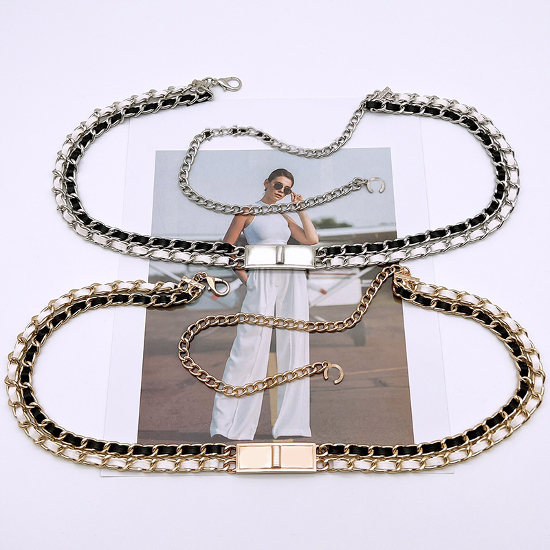 

Mens Women Leisure Business Belt Fashion Designers Gold Silver Buckle Cowhide Belts Womens Classic Girdle Weave Waistband