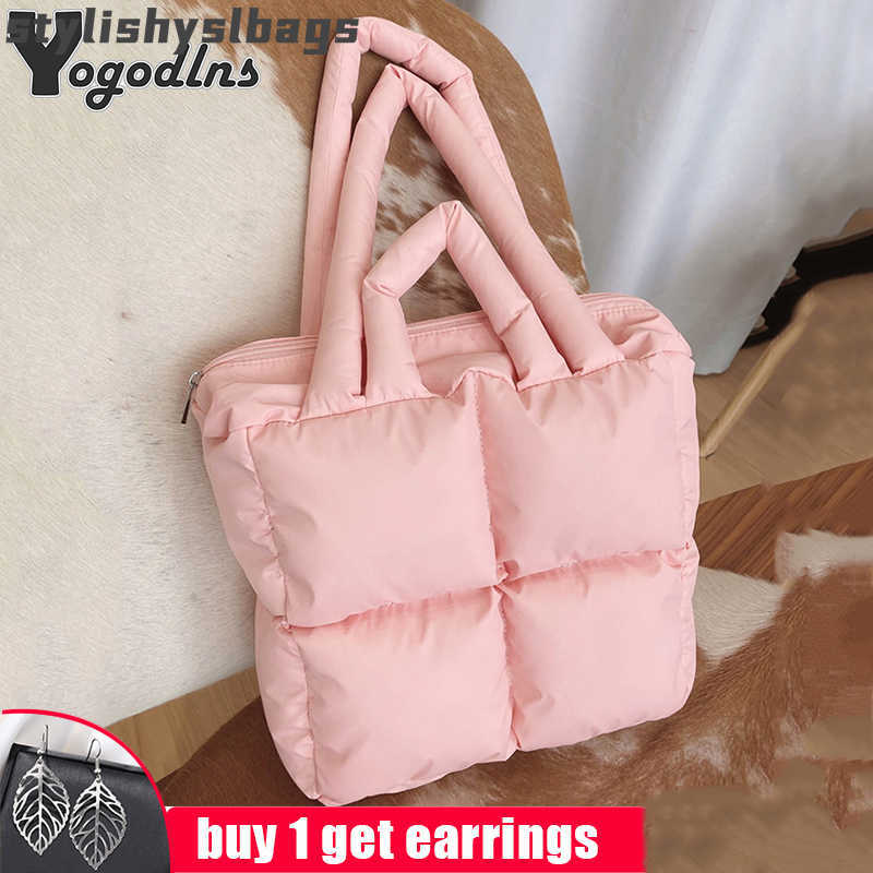 

Totes Designer Puffy Shoulder Bag Women Quilted Space Cotton Down Feather Padded Large Capacity Handbag Winter Shopping Tote Purse 010523H, Coffee