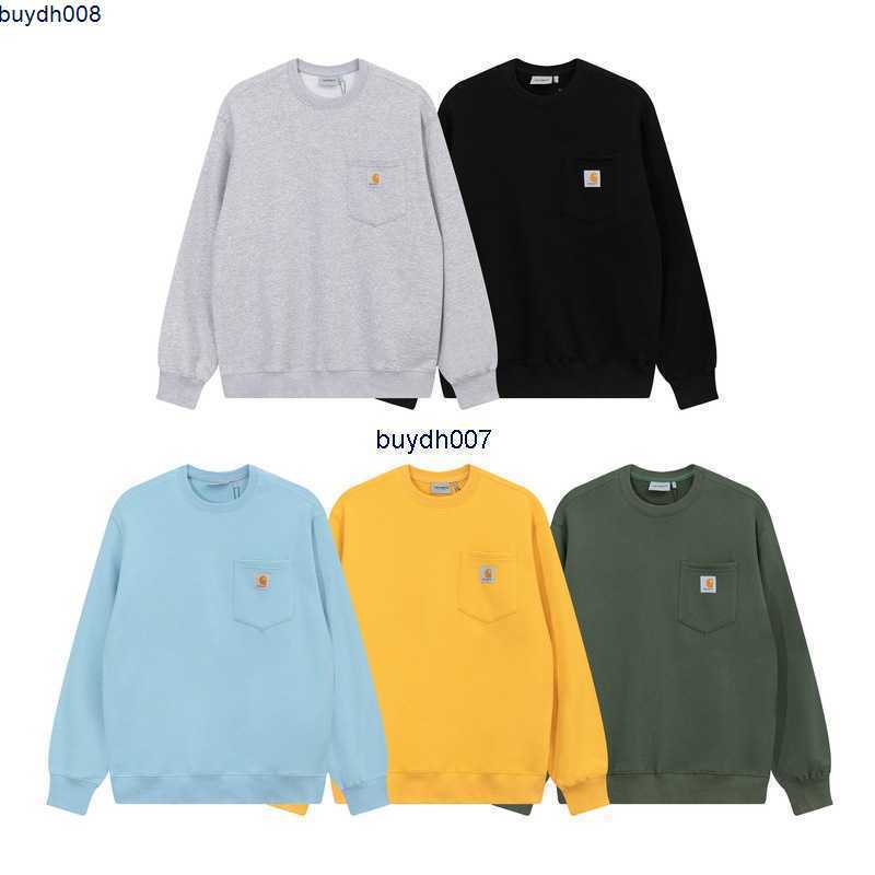 

Men' Hoodie Sweatshirt Fashion Designer Brand Carhart Classic Trend in Autumn Winter of Cashmere Thickened Round Neck Pullover Sweater for Women, Black
