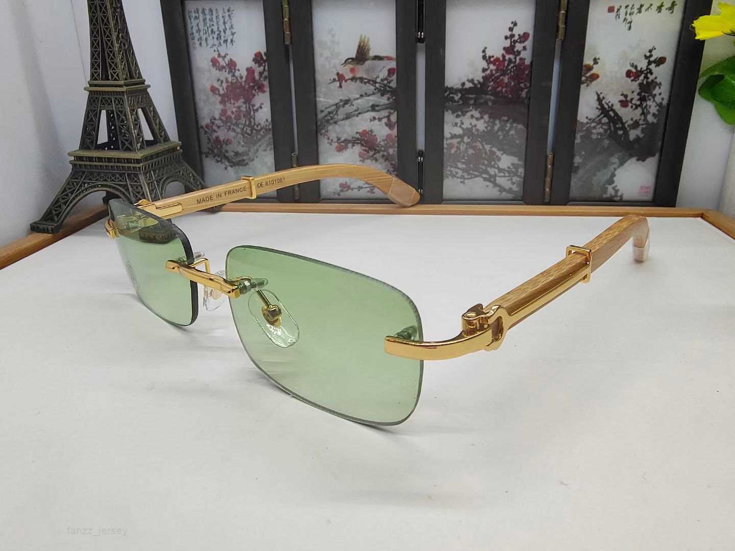 

Green Fashion Designer Sunglasses for Men Unisex Buffalo Horn Glasses Mens Women Rimless Sun Eyeglasses Silver Gold Metal Wooden Frame Brand good