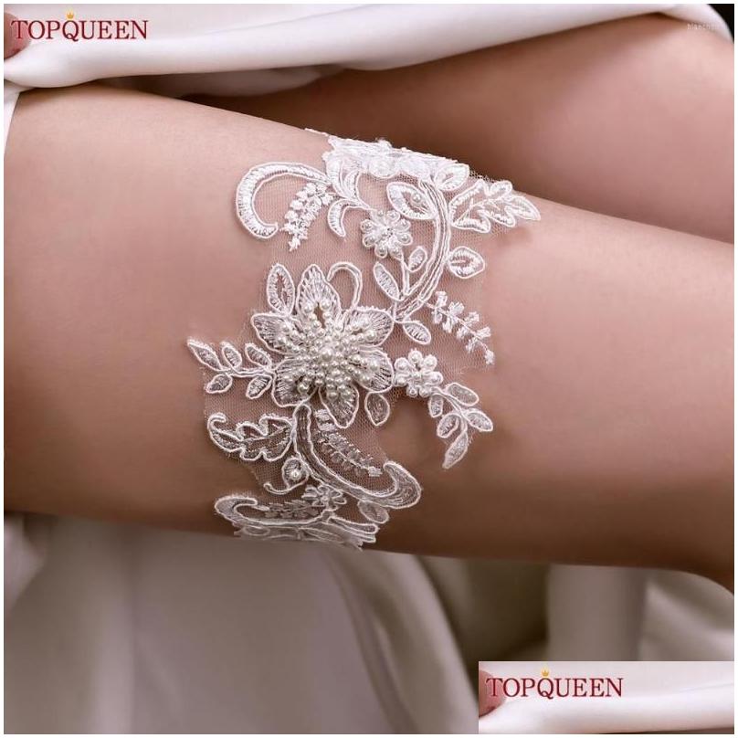 anklets topqueen st66 leg ring bride sexy lace flower rhinestones pearls wedding garter belt bridal white thigh accessories