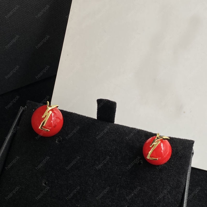 

Women Black Pearl Earings Designer Jewelry Luxurys Red Studs Earrings 925 Silver Boucle Letters Hoops Y With Box New 010505R