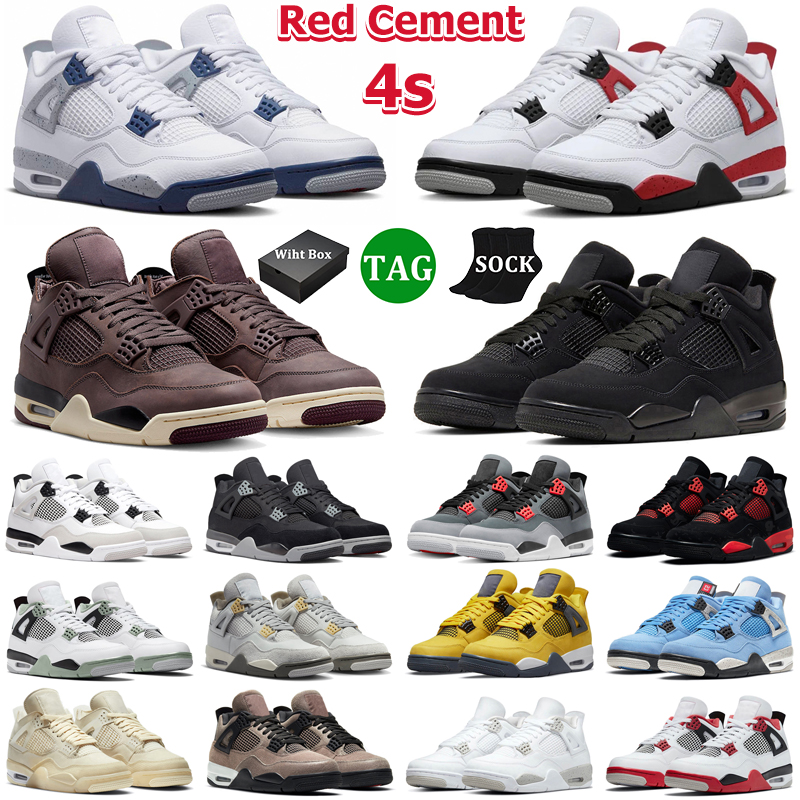 

With Box With Box 4 Men Basketball Shoes Women 4s Red Cement Thunder Midnight Navy Military Black Cat Oil Green Lightning Zen Master Canvas Mens Trainers Sports