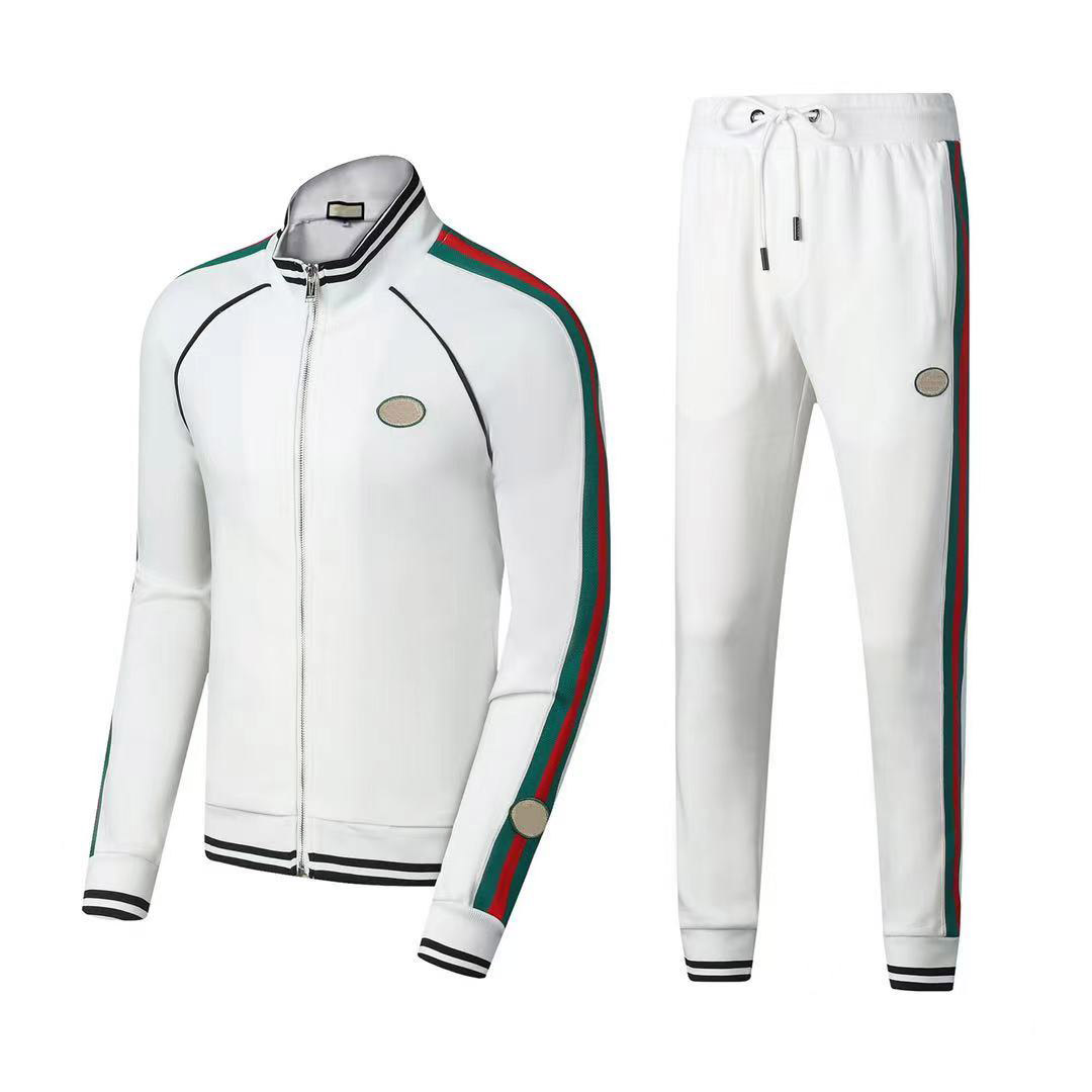 

2023sseurope paris designer mens womens tracksuits luxury sport suit zipper cardigan patchwork color pants green striped sportsuit clothesM-3XL
