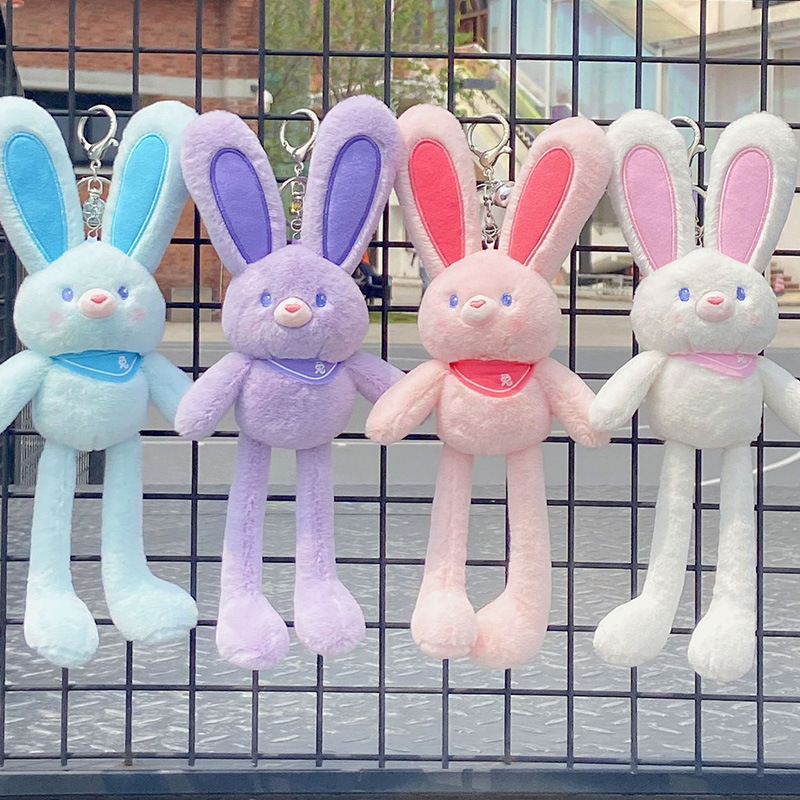 

Pull Ears Rabbit Keychain Rings 25cm Cute Long Legs Bunny Bear Dog Stuffed Plush Doll Toys Gifts for Women Girls Bag Pendant Charm Car Keys Chains Animal Design Keyring