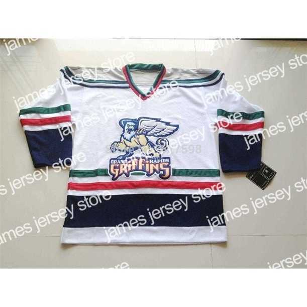 

College Hockey Wears Thr 2016 New customized hockey jerseys Grand Rapids Griffins custom made embroidered s, White