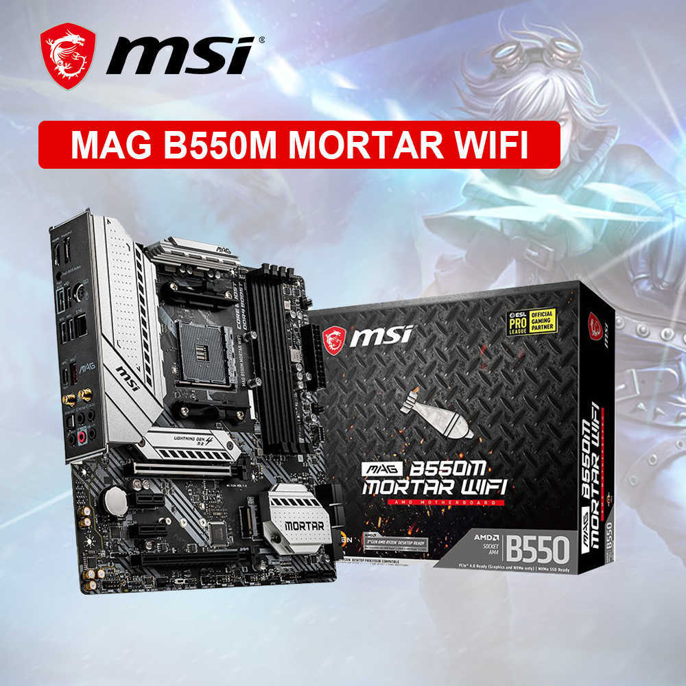 

MSI New MAG B550M MORTAR WIFI Motherboard Micro-ATX AMD B550M DDR4 128G AM4 Supports AMD Ryzen CPU kit processador placa mae