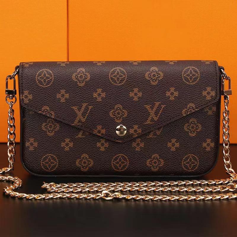 

Lady Clutch Crossbody Felicie Pochette M61276 Shoulder Bags Handbags Designer Bags Wallets 3 in 1 Ladies Flap Bag Gold Chain louise Purse vutton Crossbody viuton Bag, Brown grid