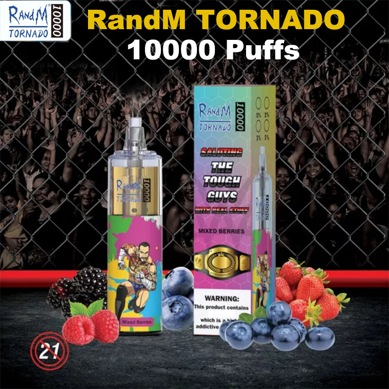 

Original RandM Tornado 10000 Puffs Disposable Vape Pen E Cigarette Device 10k puff Rechargeable Battery Airflow Control Mesh Coil 20ml Prefilled Pod 24 Flavor