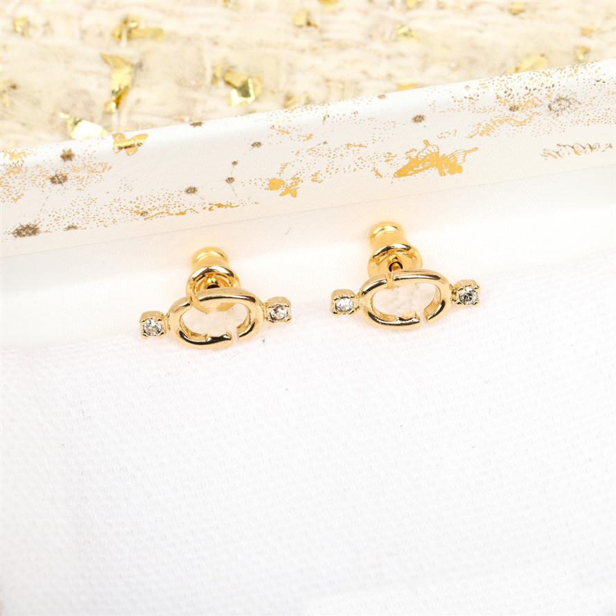 

2022 Top quality Charm stud earring with diamond in 18k gold plated for women wedding jewelry gift have box stamp PS4949A287E