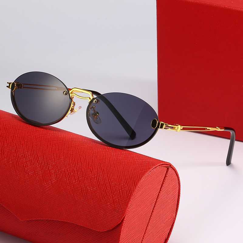 

Brand Designer Sunglasses for Men Round Double Bridge Glasses Irregular Semi Rimless Frames Fashion Sports Beach Eyewear for Women good