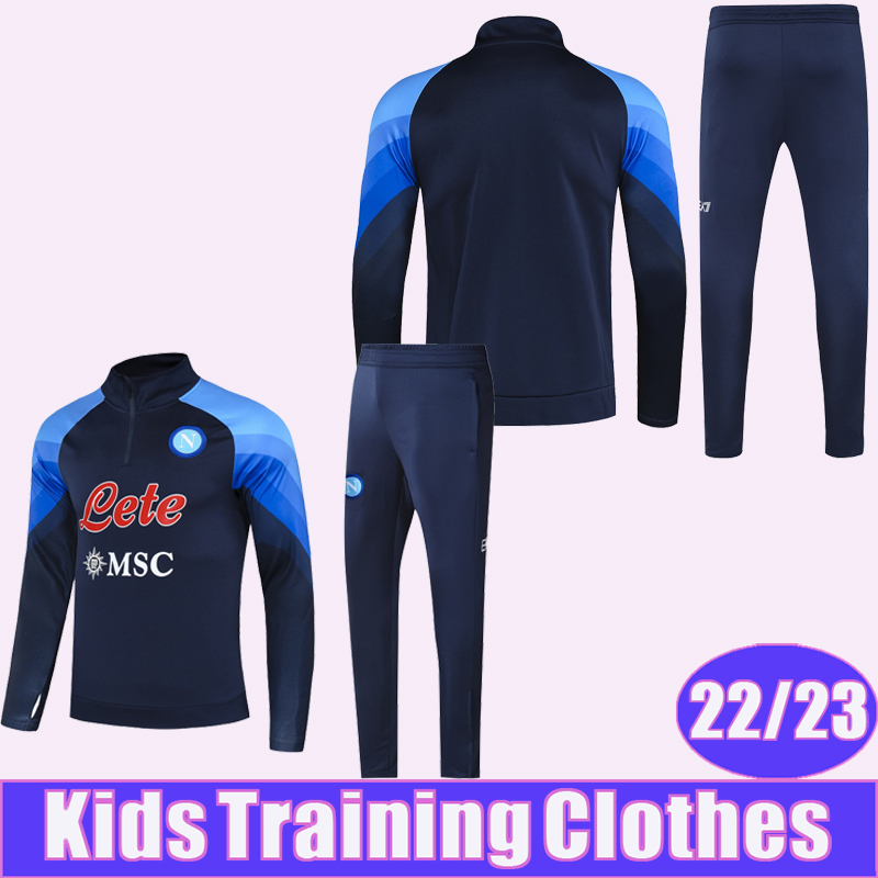 

22 23 MERTENS INSIGNE Jacket Tracksuit Kit Kids Suit Mens Soccer Jerseys KOULIBALY H. LOZANO OSIMHEN Child Full Zip Training Wear Top Football Shirts, 902g6461 2223 kids half zipper navy blue
