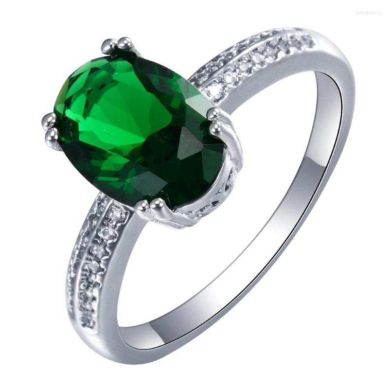 

Wedding Rings Silver Plated Engagement Us 7 8 9 Classical Red Green Cz Jewelry Gift Luxury Promise