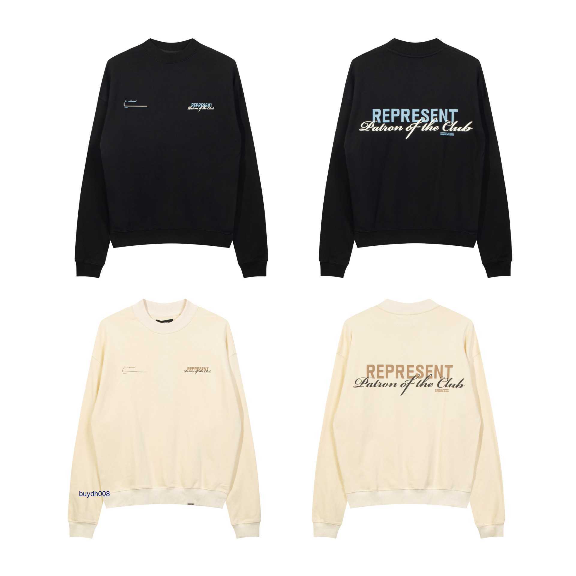 

New Men' and Women' Hoodies Fashion Design Brand Present' High Version Autumn Winter Slogan Print Round Neck Terry Sweater Sfq4, Black