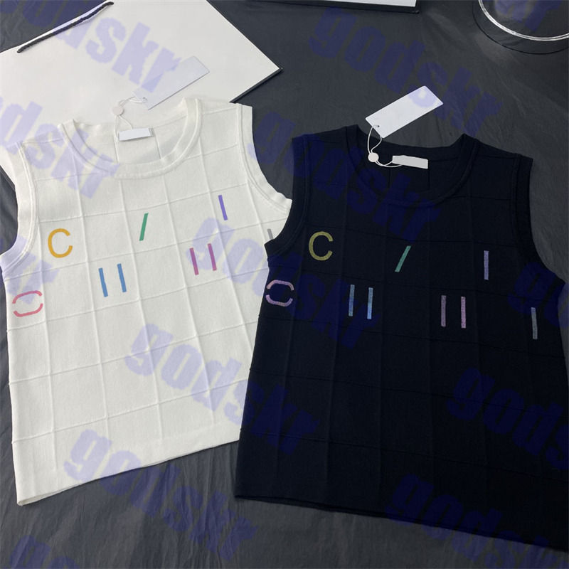 

Colorful Letter Tank Checkered Pattern Tops Cute Style Sweater Soft Knitted Vests Two Colors, Pls contact me real pic