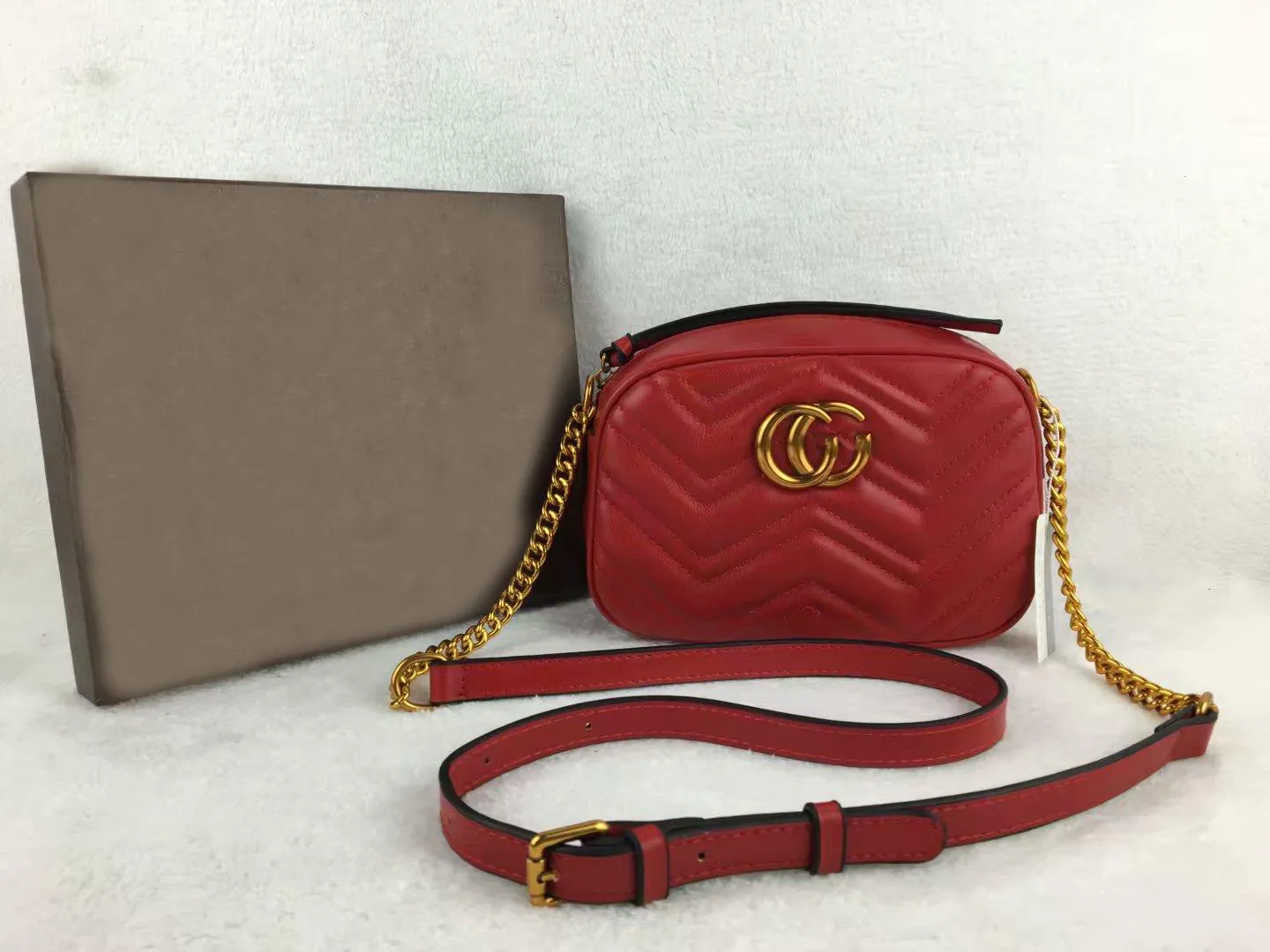 

Luxury Designers Bags Shoulder Flap Crossbody Chain Bag Wallets GG Totes Double Letters Tiger Head Beads Chains Hasp Square Purse 1733, Red