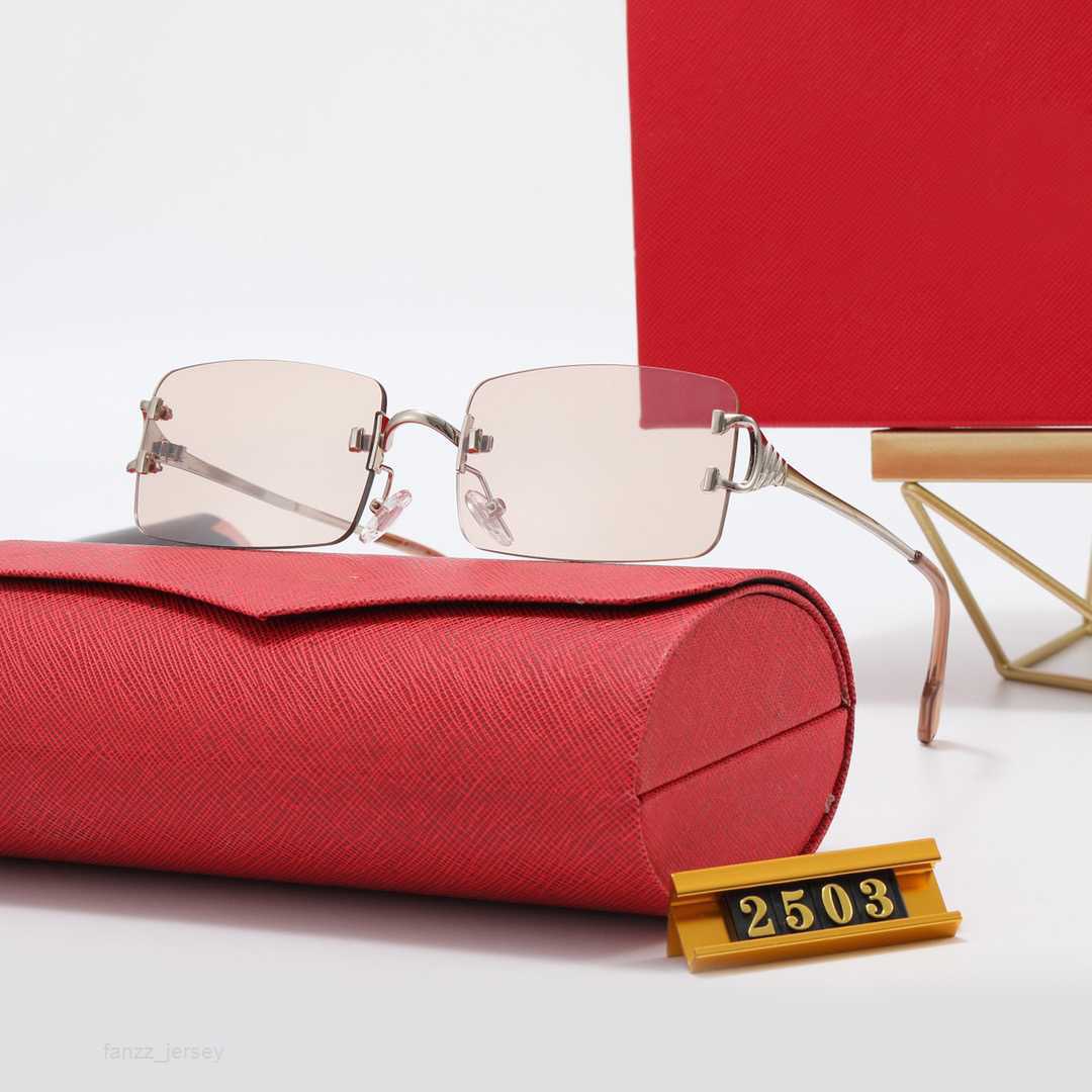 

Brown Sunglasses Designer Woman Mens Sunglass Curved Temples Metal Frame Rectangle Rimless Oversized Fashion Beach Fishing Carti Glasses good