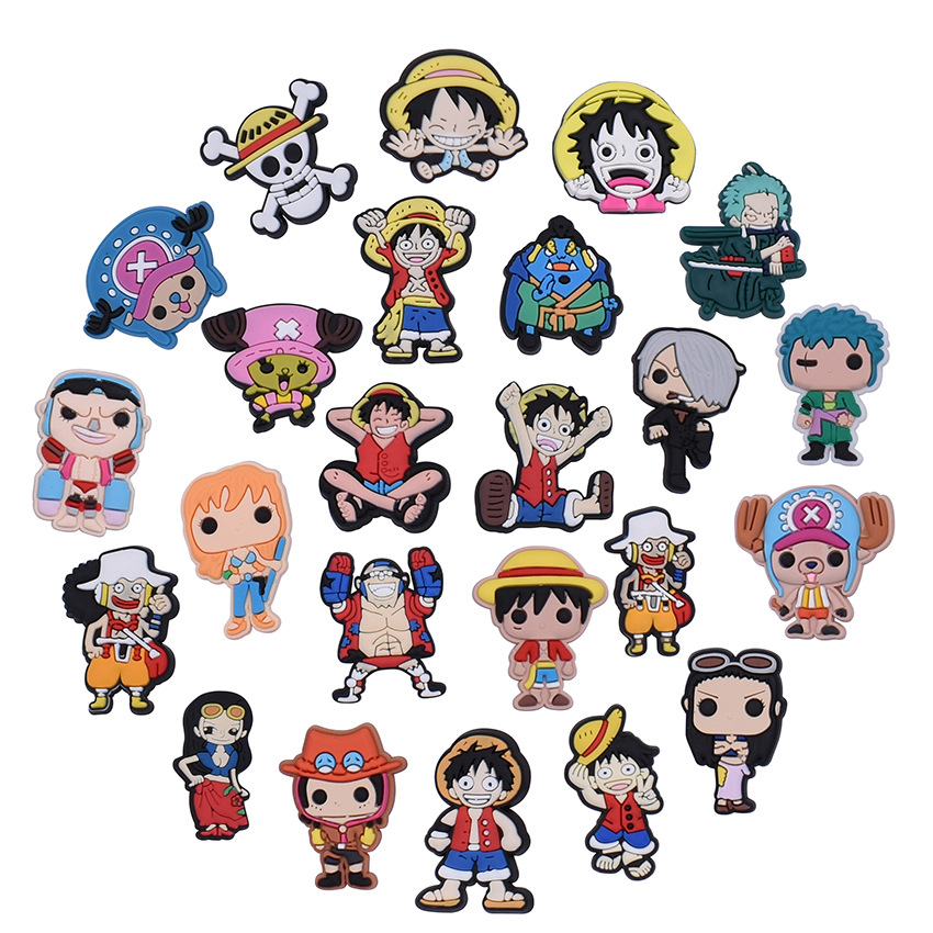 

Anime charms wholesale childhood memories ONE PIECE toys funny gift cartoon charms shoe accessories pvc decoration buckle soft rubber clog charms fast ship, Equally mixed colors