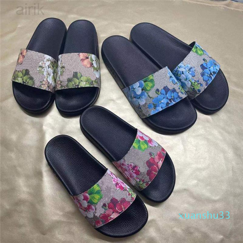 

High Quality Men Women Slippers Bee Stripe Sandals Beach Ladies Slides Letter Print Flat Slipper Leather Flip Flops Summer Sandal, Color 9