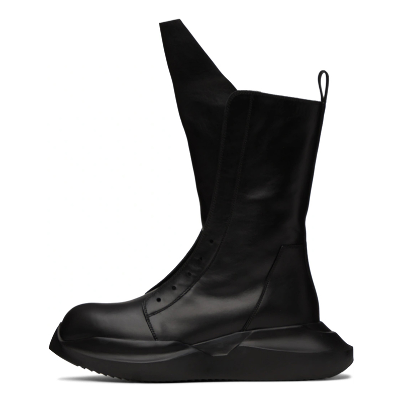 

2023ss Thick Sole Increasing Rock Boots Nappa Genuine Leather Trainer Sneakers Botas, Black