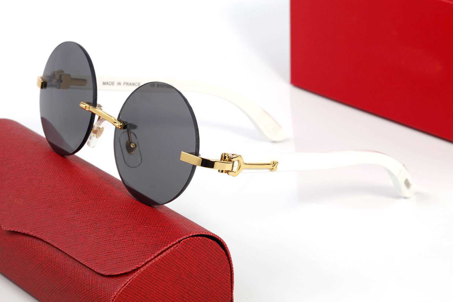 

Round Sunglass Designer Sunglasses Mens Women Buffalo Horn Glasses Fashion France Men Frameless Eyeglasses Woman Gold Eyeglass Wood Brand good