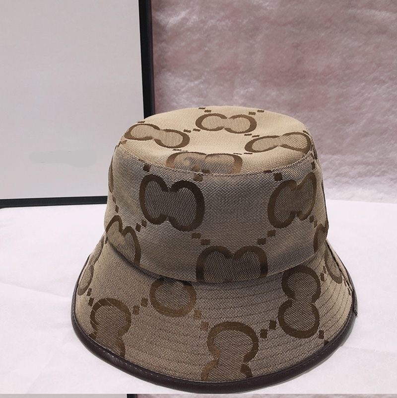

Fashion designer brand Brown Leather Hat logo allover print and embroidery cotton fisherman's hats with its own brand label ball cap, L1
