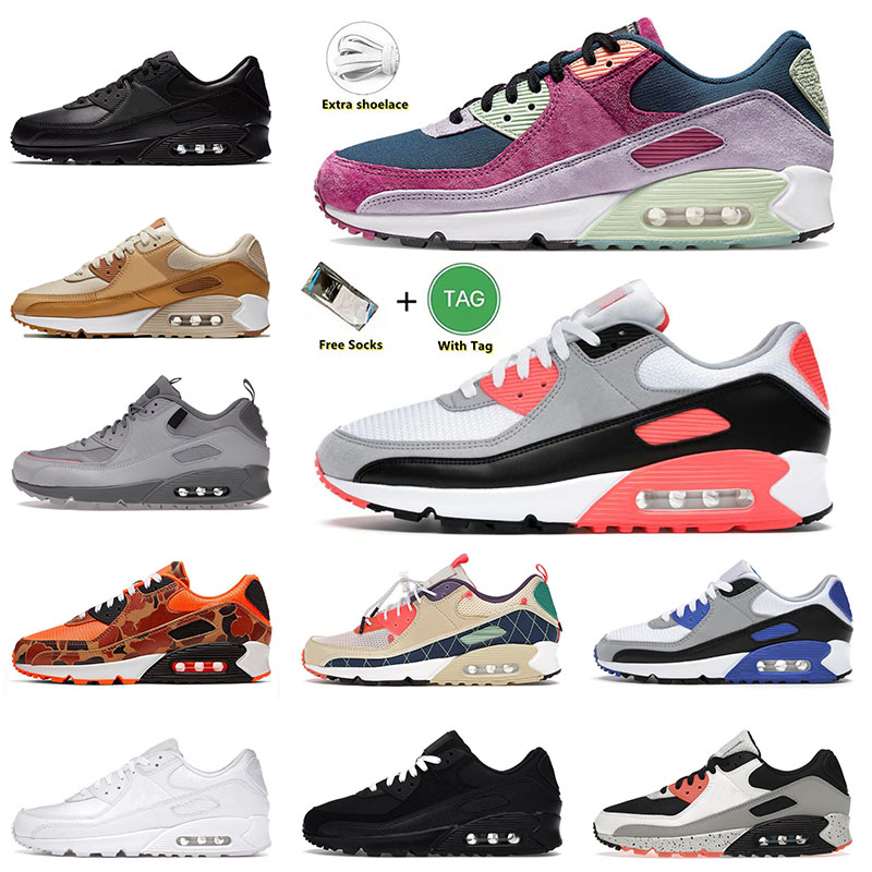 

5A Quality 2023 Sports 90 Running Shoes Size 12 Light Bordeaux Black White Hyper Raisin Infrared Surplus Wolf Grey 90s Trainers Sneakers 36-46, A26 sesame 40-45