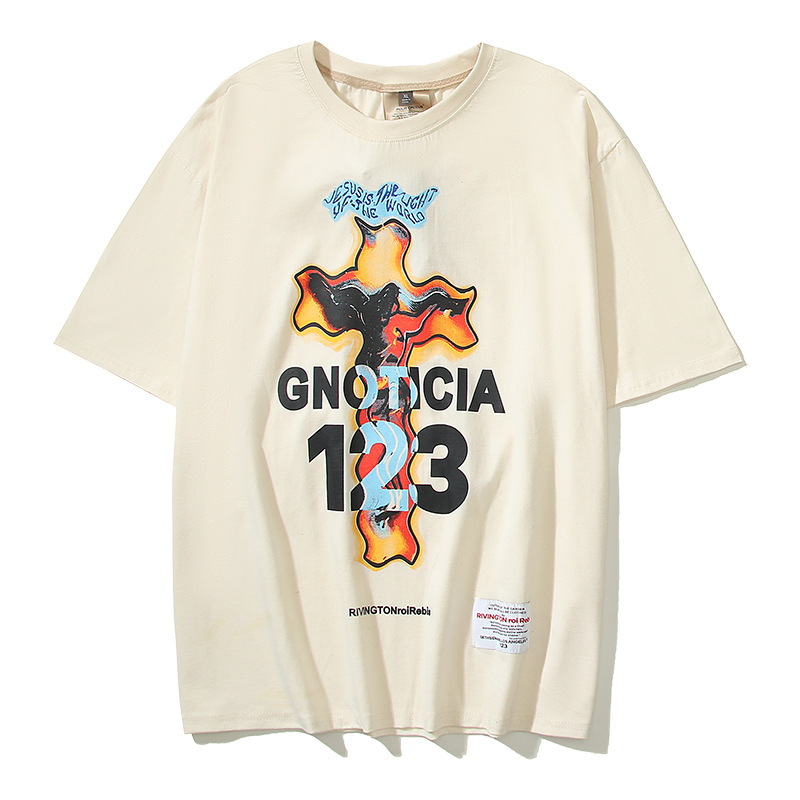 

Tees Mens T Shirt Casual 2023 Summer Man Womens Tees Yoga Print Short Sleeves Top Sell High Street Men Hip Hop Shirts, 6313 beige