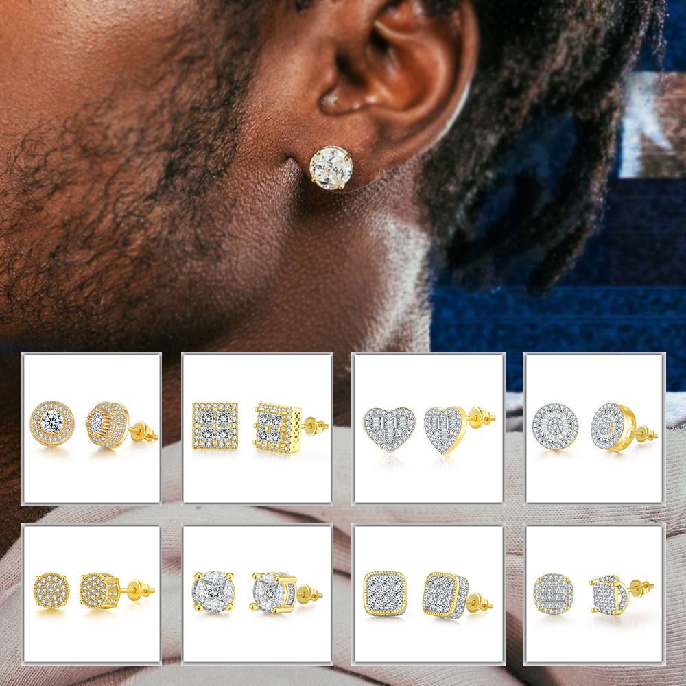 

21 Styles Unisex Men Women Earrings Studs Yellow White Gold Plated Sparkling CZ Simulated Diamond Earrings For Jewelry Luxury design