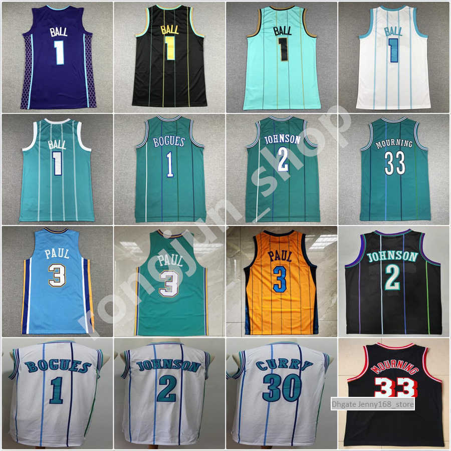 

2022-23 LaMelo 1 Ball Alonzo 33 Mourning Tyrone 1 Bogues Larry 2 Johnson Chris 3 Paul Basketball Jersey Stitched Men Shirts''Nba''Jerseys, Color
