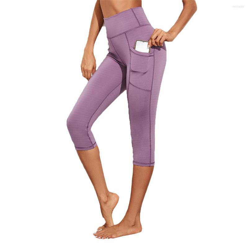 

Women' Pants Women Yoga High Waist Tummy Control Stretch Athletic Leggings With Pockets For Home Gym Workout, Purple